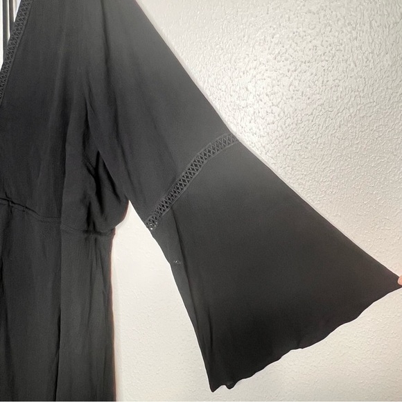 TORRID Black Gauze Long Sleeve Skater Dress Bell Sleeve Tie Back Plus Size 4X 4 - Picture 6 of 14